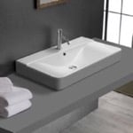 CeraStyle 069400-U/D Drop In Sink in Ceramic, Modern, Rectangular